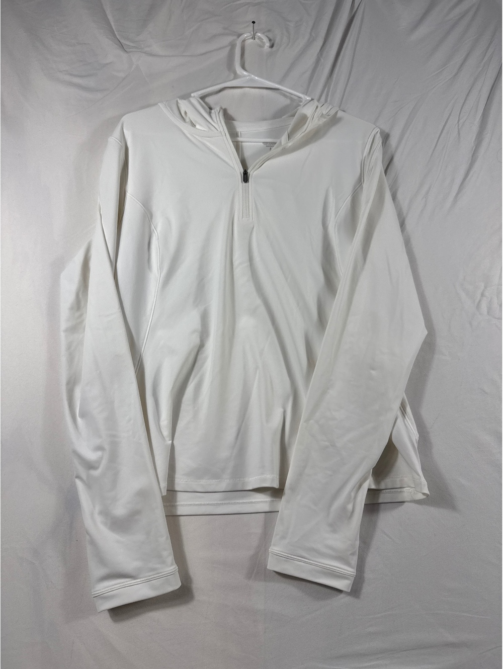 Athleta White Long Sleeve Hooded Pullover with Thumb Holes Size Large
